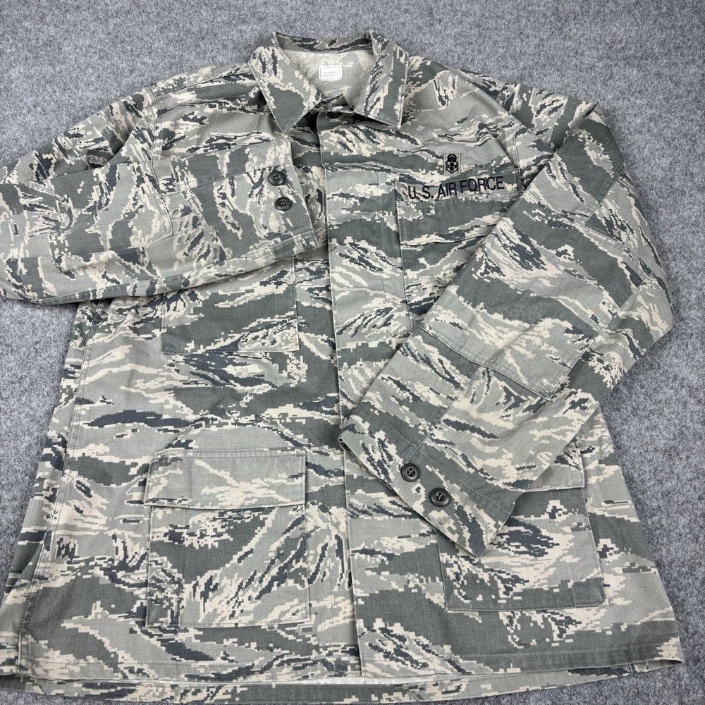 US Air Force ABU Military Jacket 44 Long Tiger Stripe Combat Coat Camo EUC Green - Picture 2 of 10